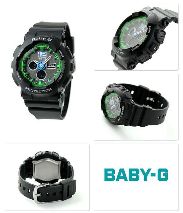 Casio Baby-G BA-120 Analog-Digital Black x Green x Blue Accents Watch BA120-1BDR - Diligence1International