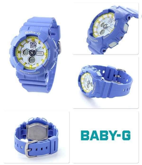 Casio Baby-G BA120 Analog-Digital Navy Blue x Yellow Accents White Dial Watch BA120-2BDR - Diligence1International