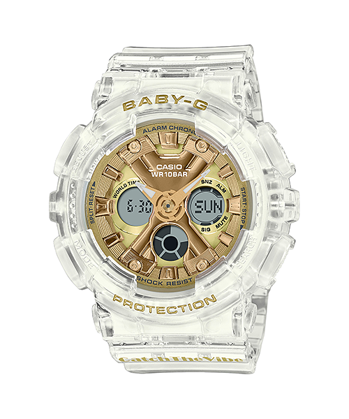 Casio Baby-G Anadigi Metallic Gold Clear Jelly RIEHATA Watch BA130CVG-7ADR