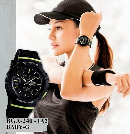 Casio Baby-G Standard Analog-Digital Black x Neon Green Accents Watch  BGA240-1A2DR