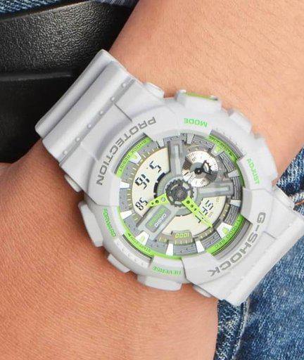 Casio G-Shock GA110 Series Anadigi Neon Color Dr. Doom Grey Hulk Watch GA110TS-8A3DR - Diligence1International