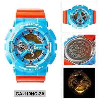 Casio G-Shock GA110 Series Anadigi Hyper Color Sky Blue x Orange Watch GA110NC-2ADR - Diligence1International