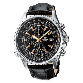 Casio Edifice Aviator Chronograph Black Dial Men's Leather Strap Watch EF-527L-1AV - Diligence1International