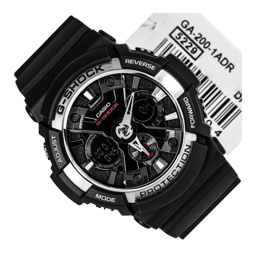 Casio G-Shock Standard Anadigi Black x Metallic Bezel Grey Accents Watch GA200-1ADR - Diligence1International