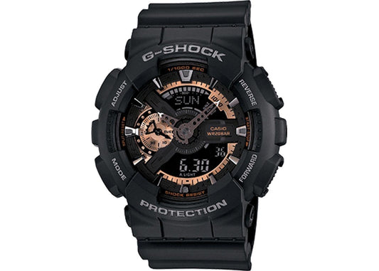 Casio G-Shock Black Stealth Series Analog-Digital Black x Rose Gold x Gray Accents Watch GA110RG-1ADR - Diligence1International
