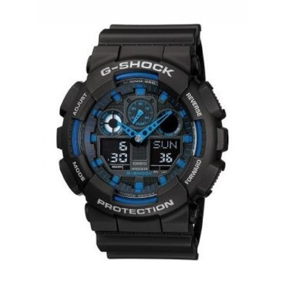 Casio G-Shock Standard Analog Digital Black x Blue Watch GA100