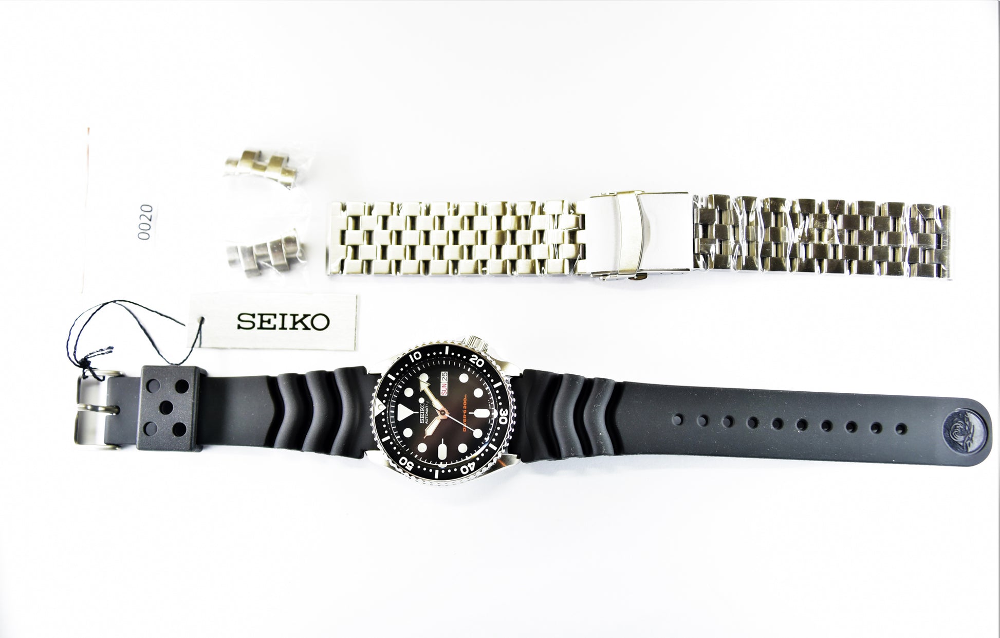 Seiko Black SKX Diver's 200M Men's Rubber+Engineer Type II 316L S/S Strap Watch SKX007K1 SET - Diligence1International
