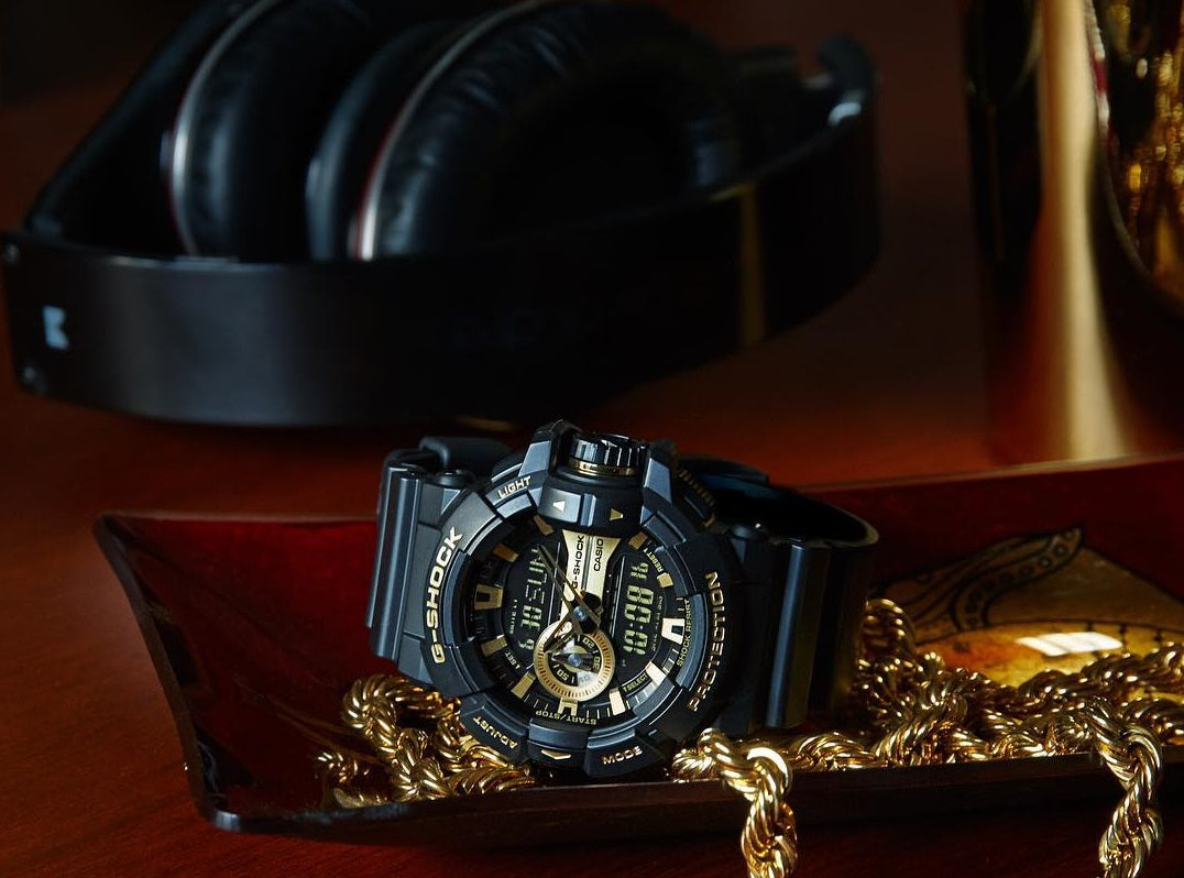 Casio G-Shock Big Case Anadigi Black x Gold Tone Accents Watch GA400GB-1A9DR