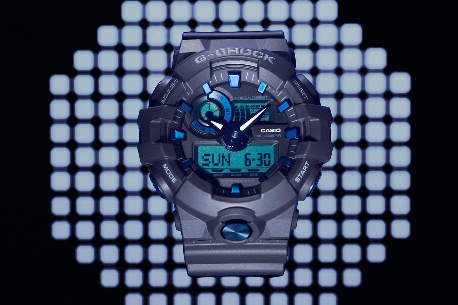 Casio G-Shock Analog-Digital Black x Metallic Blue Accents Watch GA710B-1A2DR - Diligence1International