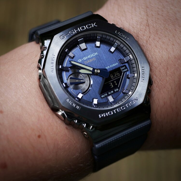 Casio G-Shock Carbon Core Guard Ion Blue AP CasiOak Men's Metal Case Watch GM2100N-2ADR