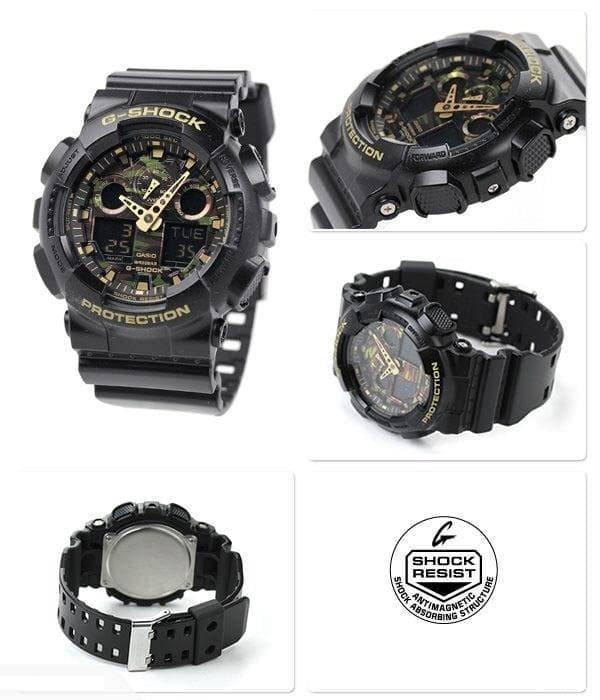 Casio G-Shock Military Green Camo Print Dial Black Watch GA100CF-1A9DR - Diligence1International