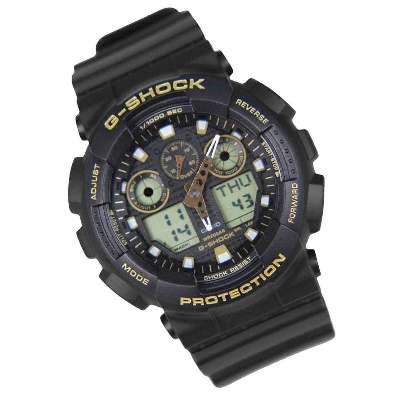 Casio G-Shock Analog-Digital Black x Gold Accents Watch GA100GBX-1A9DR - Diligence1International