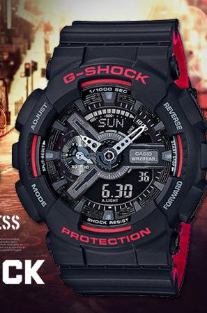 Casio G-Shock GA110 Series Analog-Digital Black x Red x Silver Accents Last Dance Watch GA110HR-1ADR - Diligence1International