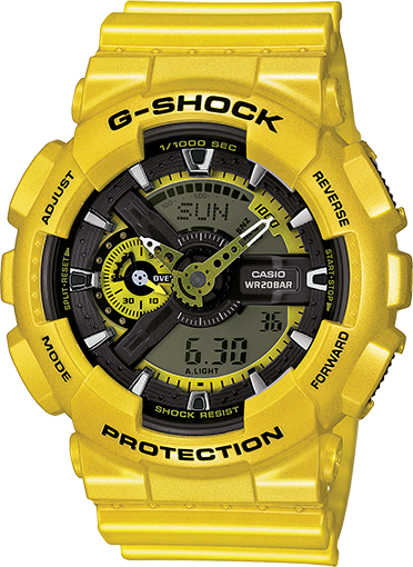 Casio G-Shock GA110 Neo Metallic Series Anadigi Standard Color Yellow Watch GA110NM-9ADR - Diligence1International