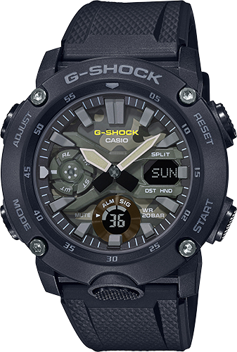 Casio G-Shock Utility Model Anadigi Black Green Camo Dial Men's Watch GA2000SU-1A - Diligence1International