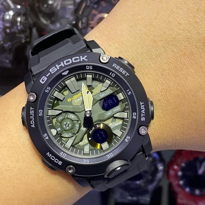 Casio G-Shock Utility Model Anadigi Black Green Camo Dial Men's Watch GA2000SU-1A - Diligence1International