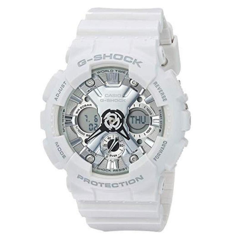 Casio G-Shock Anadigi Black Metallic Face Ladies' White Watch GMAS120MF-7A1DR - Diligence1International