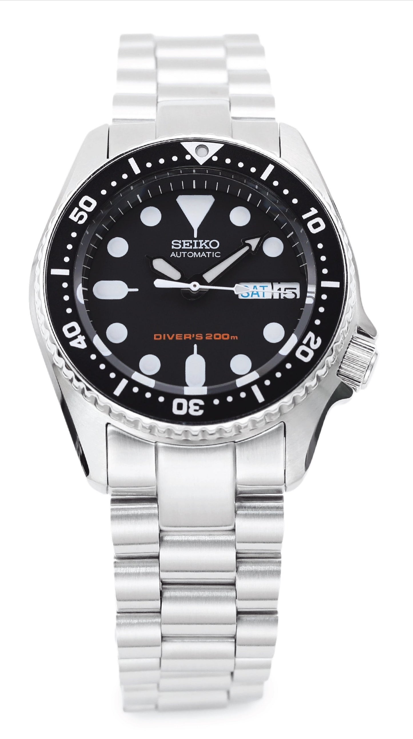 Seiko Black SKX Diver's 200M Men's Rubber+Endmill 316L S/S Strap Watch SKX007K1 SET - Diligence1International