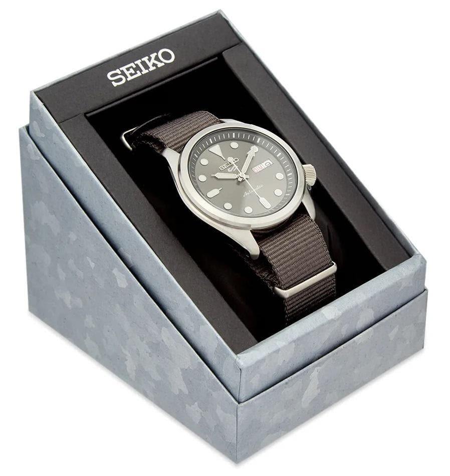 NEW Seiko 5 Sports 100M Automatic Men's Watch Rhodium Grey Nylon Strap SRPE61K1 - Diligence1International