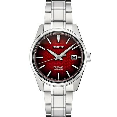 Seiko Japan Made Presage Sharp Edged Series Ruby Red Men's Stainless Steel Watch SPB227J1