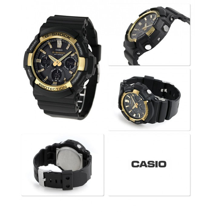 Casio G-Shock Standard Anadigi Black x Gold Bezel Accents Watch GAS100G-1A - Diligence1International