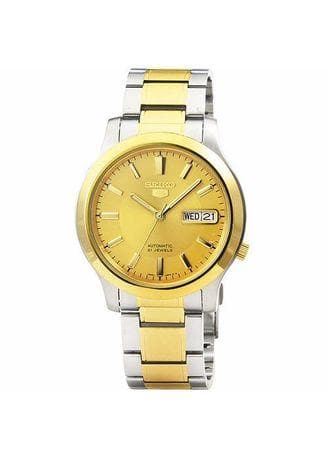 Seiko 5 Classic Mens Size Gold Dial 2 Tone Gold Plated Stainless Steel Strap Watch SNK792K1 - Diligence1International