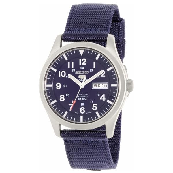 Seiko 5 Sports Military 100M Automatic Men's Watch Blue Nylon Strap SNZG11K1 - Diligence1International