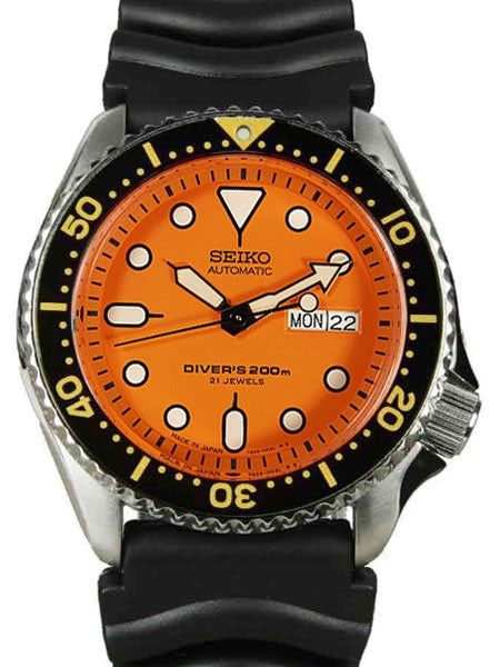 Seiko Japan Made Orange SKX 200M Diver's Men's Rubber+Endmill 316L S/S Strap Watch SKX011J1 SET - Diligence1International