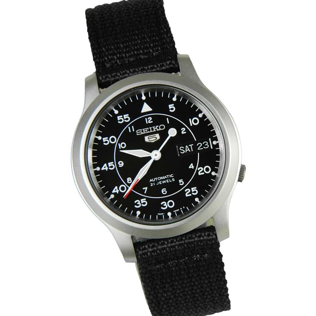 Seiko 5 Sports Military 100M Automatic Men's Watch Black Nylon Strap SNK809K2 - Diligence1International