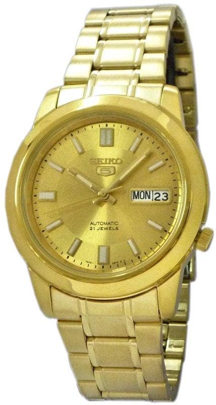 Seiko 5 Classic Mens Size Gold Dial & Plated Stainless Steel Strap Watch SNKK20K1 - Diligence1International