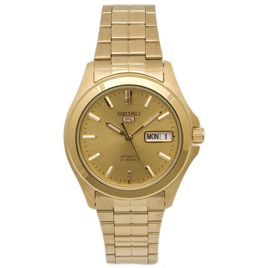 Seiko 5 Classic Mens Size Gold Dial & Plated Stainless Steel Strap Watch SNKK98K1 - Diligence1International