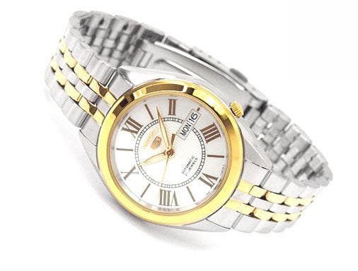 Seiko 5 Classic Mens Size Silver Dial 2 Tone Gold Plated Stainless Steel Strap Watch SNKL36K1 - Diligence1International