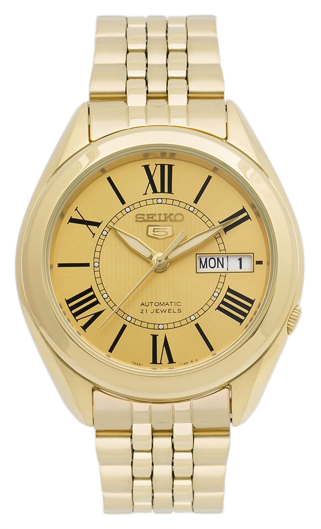 Seiko 5 Classic Mens Size Gold Dial & Plated Stainless Steel Strap Watch SNKL38K1 - Diligence1International