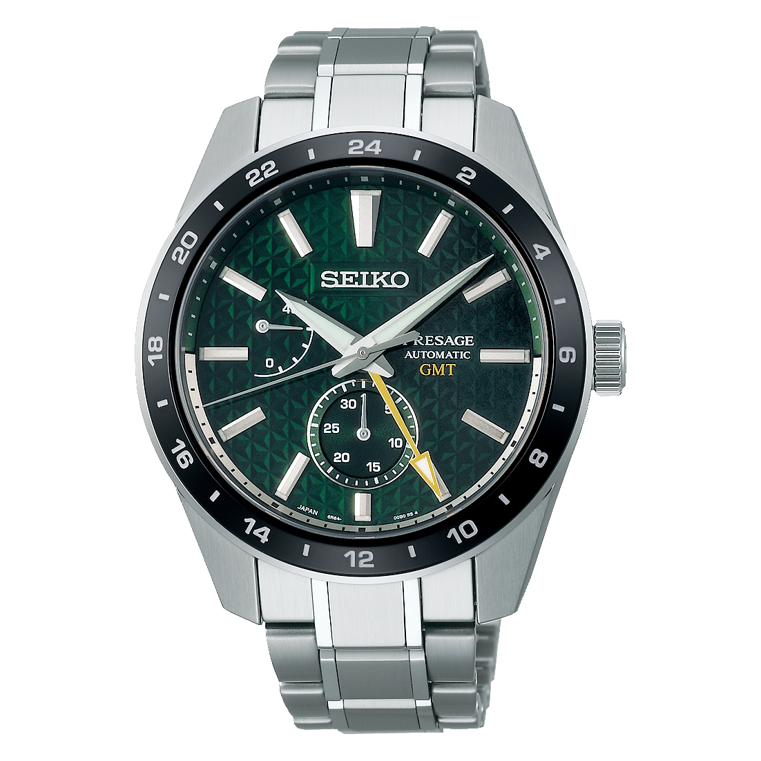 Seiko JAPAN Made Presage Sharp Edged Series Tokiwa Green GMT Men's Stainless Steel Watch SPB219J1