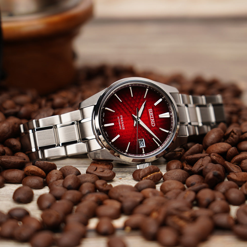 Seiko Japan Made Presage Sharp Edged Series Ruby Red Men's