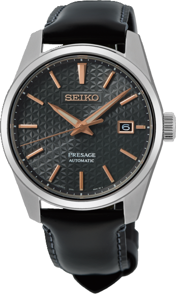 Seiko Japan Made Presage Sharp Edged Series Sumi-Iro Black Men's Leather Strap Watch SPB231J1