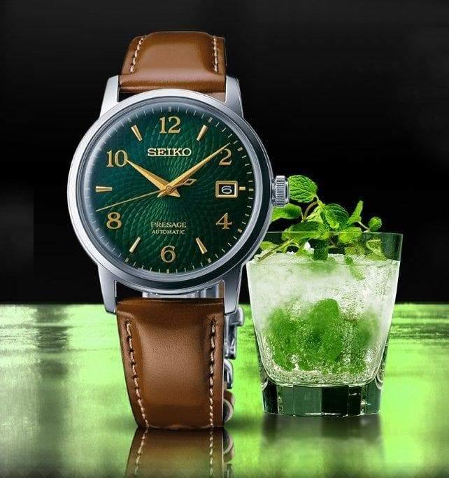 Seiko Presage Cocktail Time Mojito Green Men's Leather Strap Watch SRPE45J1 - Diligence1International