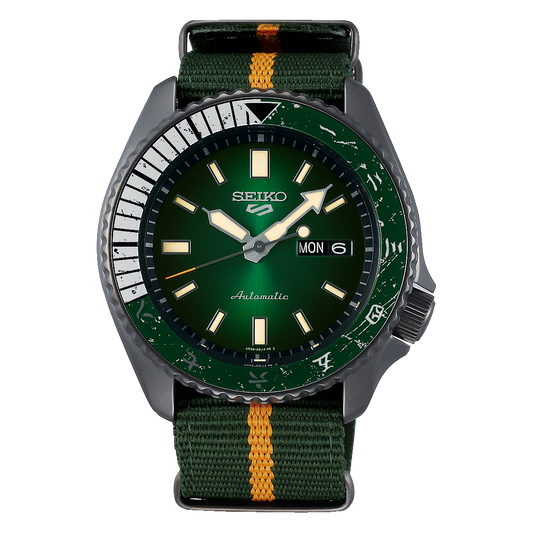 Seiko 5 Sports 100M Naruto LE Rock Lee Automatic Men's Watch Green Dial Nylon Strap SRPF73K1 - Diligence1International