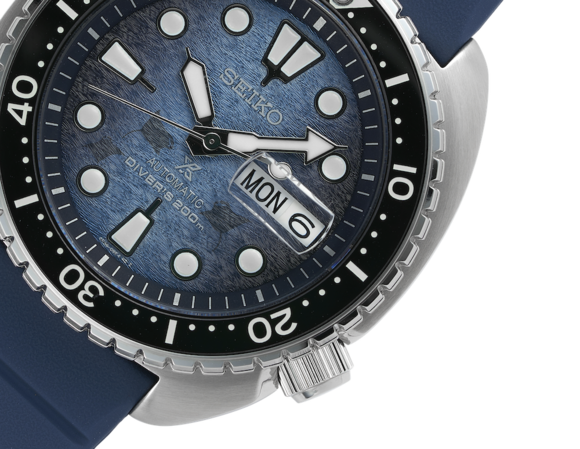 Seiko SE Save the Ocean Dark Manta Ray King Turtle Diver's Men's Rubber Strap Watch SRPF77K1 - Diligence1International