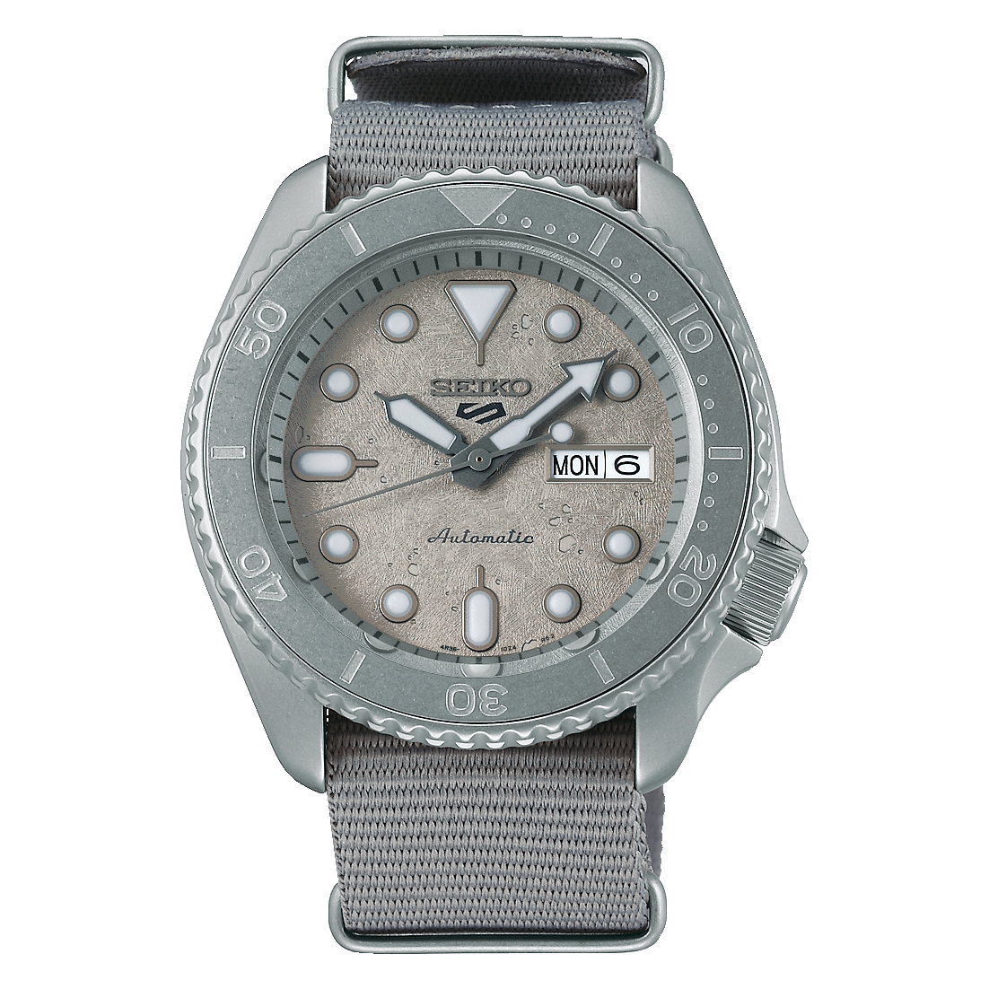 Seiko 5 Sports 100M Automatic Men's Watch Cement Grey Nylon Strap SRPG61K1