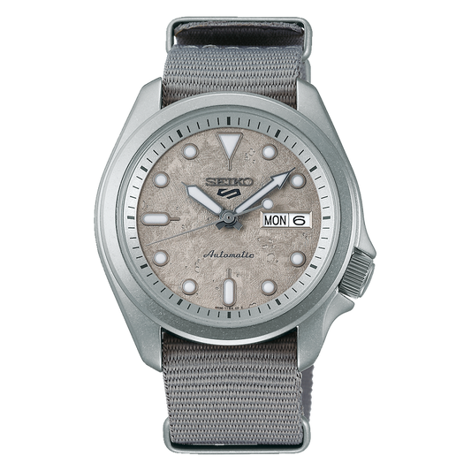 NEW Seiko 5 Sports 100M Automatic Men's Watch Grey Cement Nylon Strap SRPG63K1