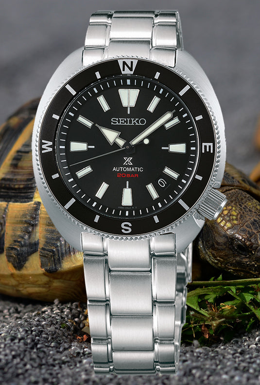 Seiko Prospex Turtle Black Land Tortoise 200M Stainless Steel Watch SRPH17K1