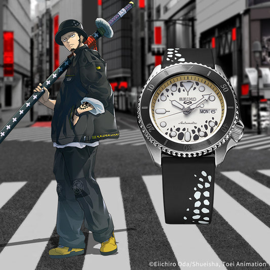 Seiko 5 Sports 100M One Piece x Trafalgar Law LE Automatic Men's Watch White Dial Rubber SRPH63K1