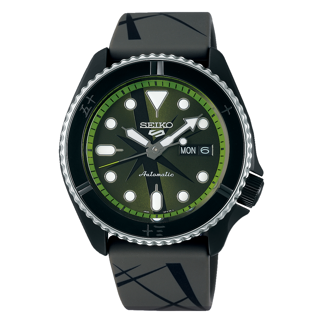 Seiko 5 Sports 100M One Piece x Zoro LE Automatic Men's Watch Green Dial Rubber SRPH67K1