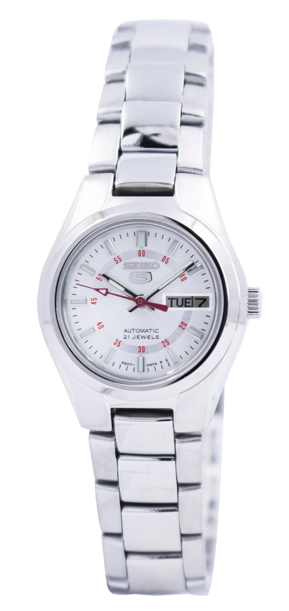 Seiko 5 Classic Ladies Size Silver Dial Stainless Steel Strap Watch SYMC21K1 - Diligence1International