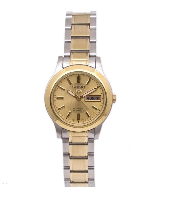 Seiko 5 Classic Ladies Size Gold Dial 2 Tone Gold Plated Stainless Steel Strap Watch SYMD92K1 - Diligence1International