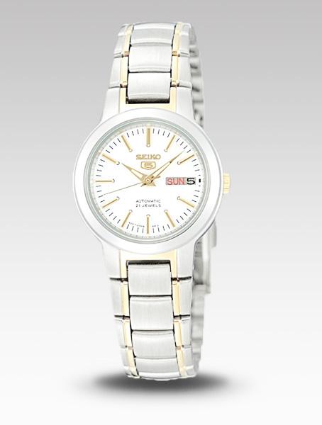 Seiko 5 Classic Ladies Size White Dial 2 Tone Gold Plated Stainless Steel Strap Watch SYME44K1 - Diligence1International