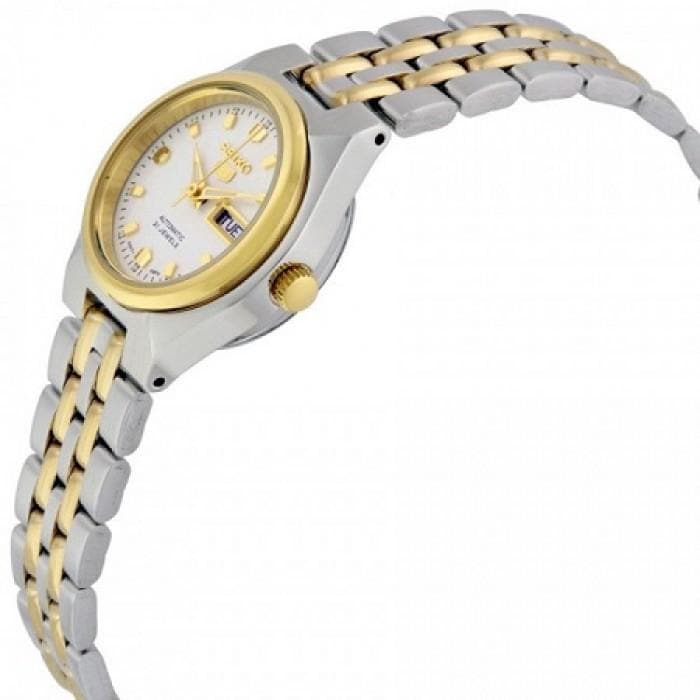 Seiko 5 Classic Ladies Size White Dial 2 Tone Gold Plated Stainless Steel Strap Watch SYMK44K1 - Diligence1International