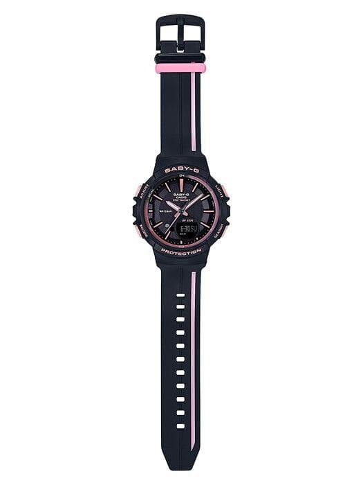 Casio Baby-G BGS Step Tracker Analog-Digital Black x Pink Accents Watch BGS100RT-1ADR - Diligence1International