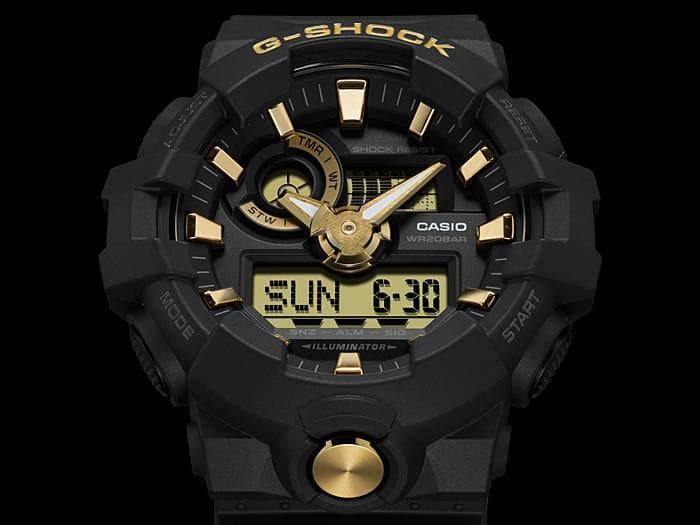 Casio G-Shock Analog-Digital Black x Gold Accents Watch GA710B-1A9DR - Diligence1International